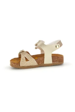 Sandali platino oro brillante con fibbie Pittarello bio 257A084SR