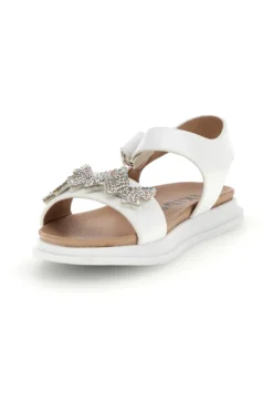 Sandali primi passi bianchi con strass a farfalla Pitt kids 392620S