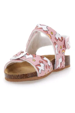 Sandali Rosa Con Strappi In Velcro Plantare In Pelle Pitt Kids 47327