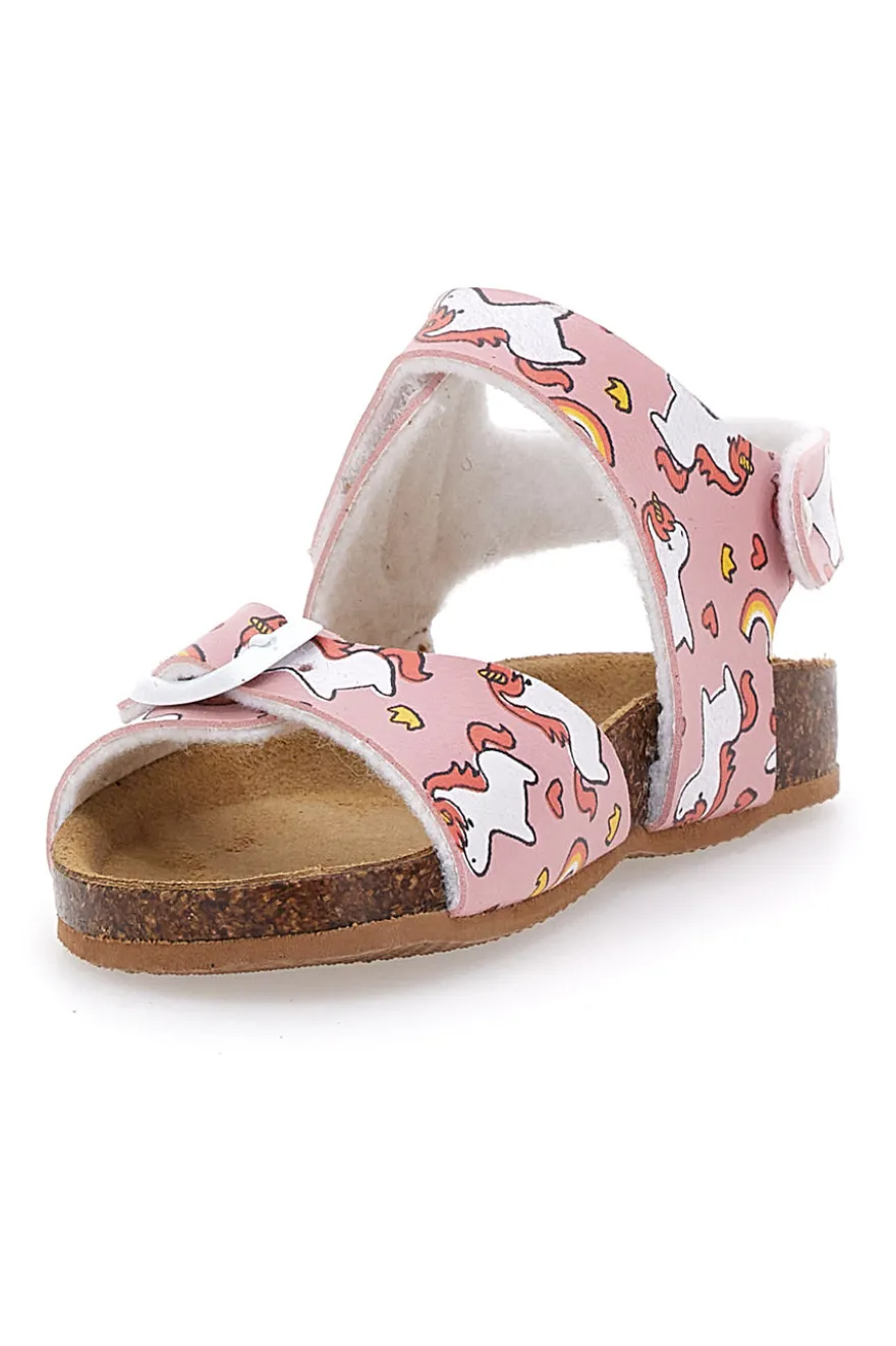 Sandali Rosa Con Strappi In Velcro Plantare In Pelle Pitt Kids 47327