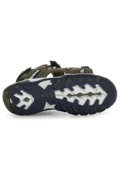 Sandali verdi con dettagli a contrasto e chiusura a strappo Pitt kids 15117