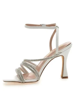 Sandalo Gioiello Bianco Con Strass e Tacco Alto FIRST LADTY P538