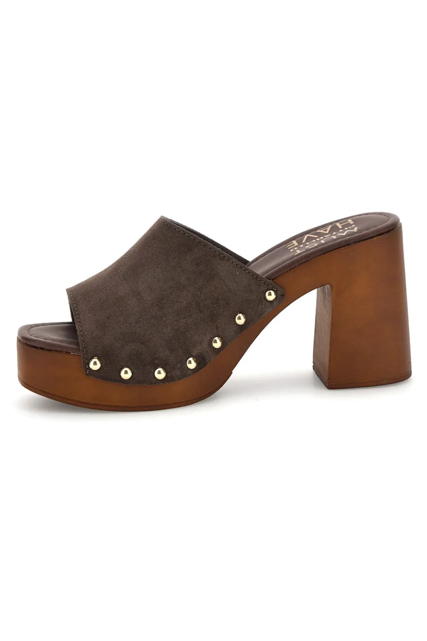 Sandalo marrone in pelle con tacco alto Pittarello Must Have 11934