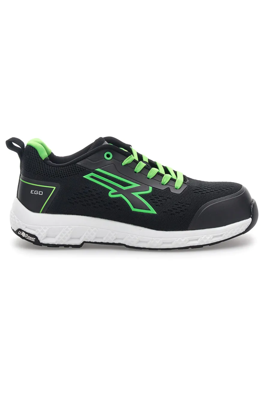 Scarpe antinfortunistiche da uomo nere verdi basse U. Power Aton S1PS HI HRO FO SR ESD