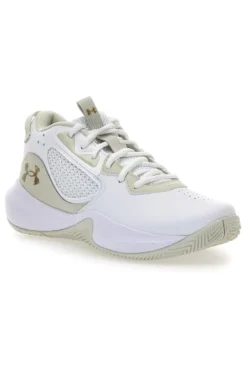 Scarpe basket bianche con inserti beige e suola ammortizzata Under Armour Lockdown 6