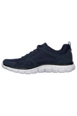 Scarpe blu in pelle e mesh con Memory Foam Skechers Track Scloric