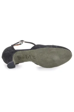 Scarpe da ballo nere con cinturino a T e suola in vera pelle The First Dance 6554