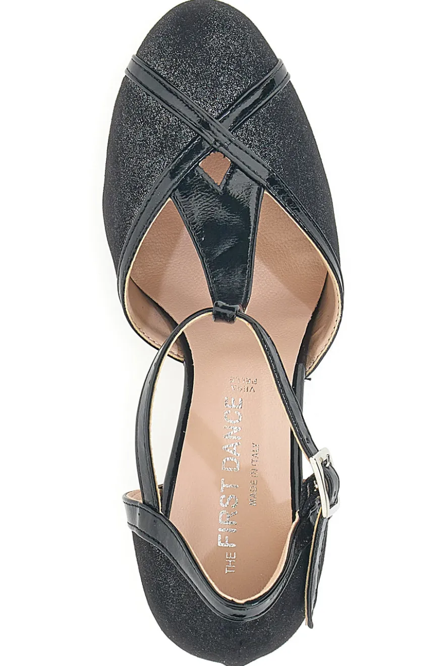 Scarpe da ballo nere con cinturino a T e tacco svasato The First Dance 6325