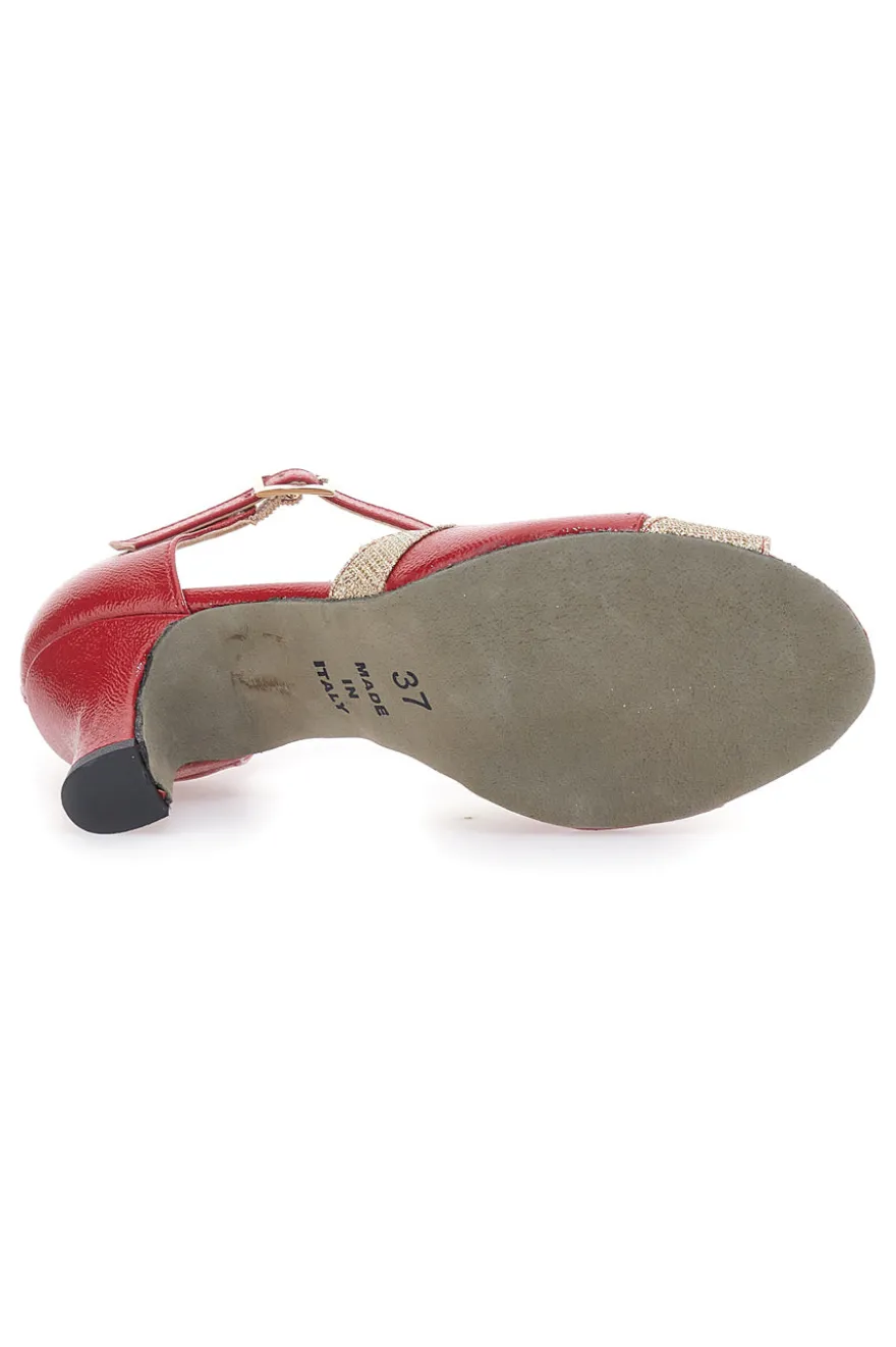 Scarpe da Ballo Rosse e Platino con Cinturino e Dettagli Scintillanti THE FIRST DANCE 5129