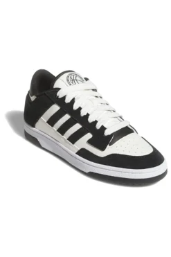 Scarpe da Basket bianche e nere con inserti in pelle Adidas Rapid Court Low