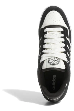 Scarpe da Basket bianche e nere con inserti in pelle Adidas Rapid Court Low