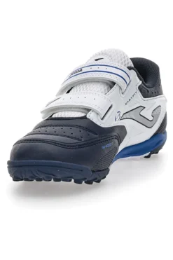 Scarpe da calcetto blu e bianche con doppio strappo Joma Cancha JR 2503