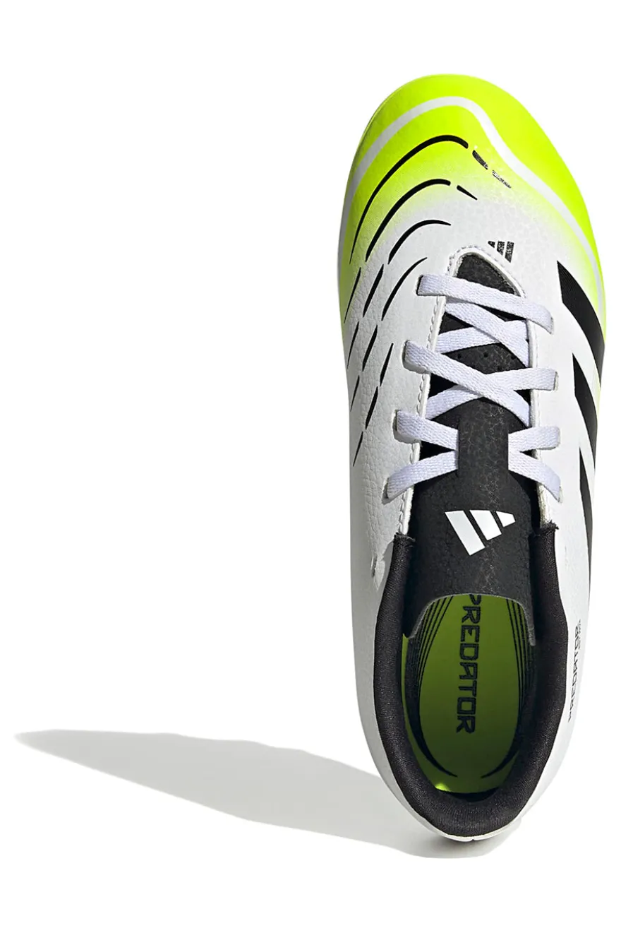 Scarpe da calcio bianche con dettagli giallo fluo Adidas Predator Club FG/MG J