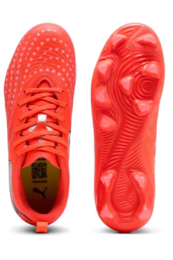 Scarpe da calcio corallo fluo con dettagli tecnici Puma Future 9 Play Jr