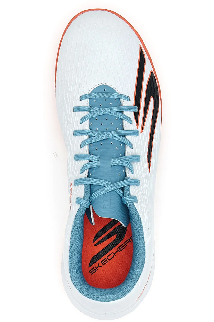 Scarpe da calcio indoor bianche con dettagli azzurri Skechers Club IC