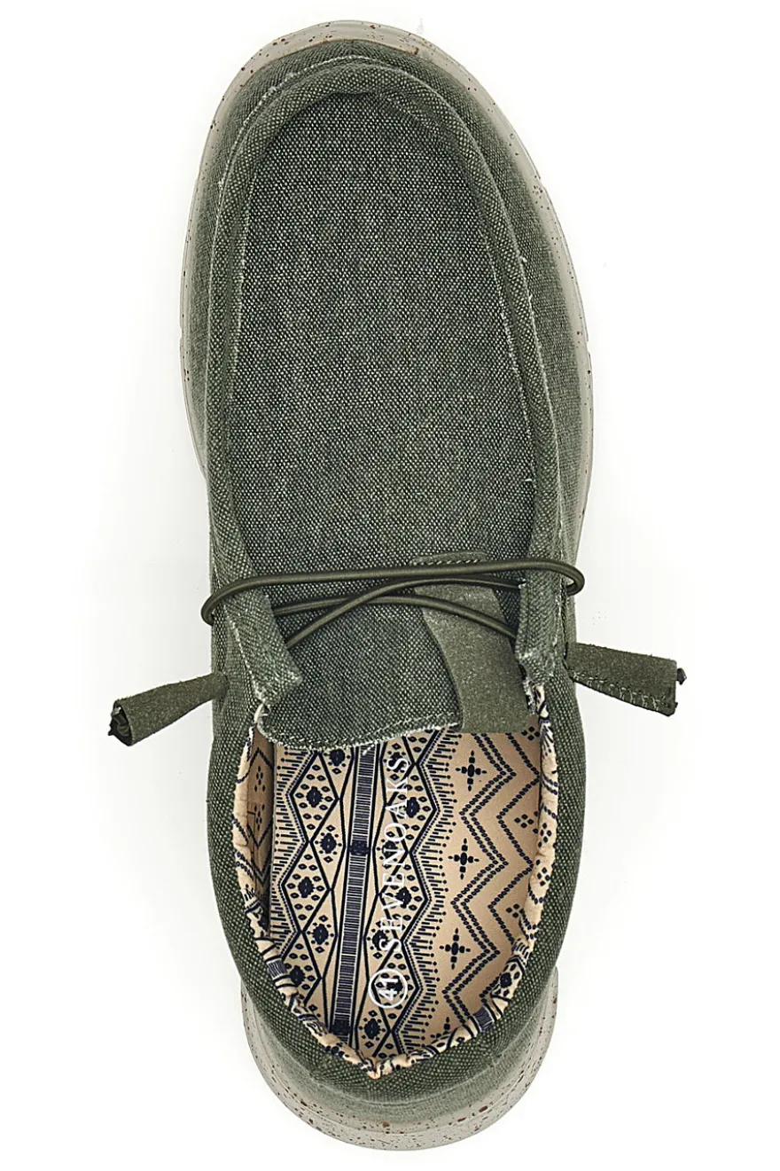 Scarpe da uomo casual verde in tessuto Sevenoaks PK1147O