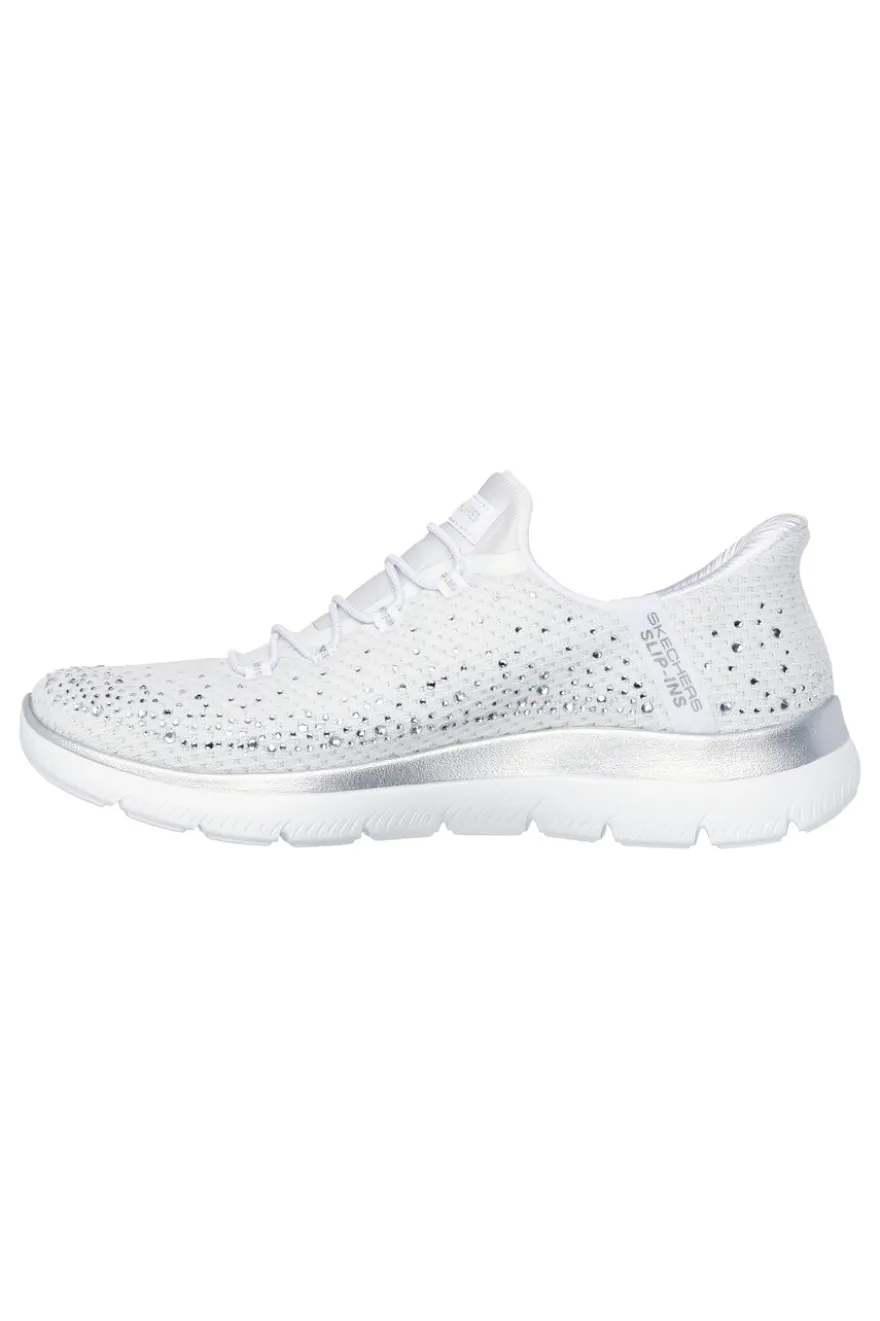 Scarpe slip ins bianco con strass in mesh Skechers Summits brilliant shine