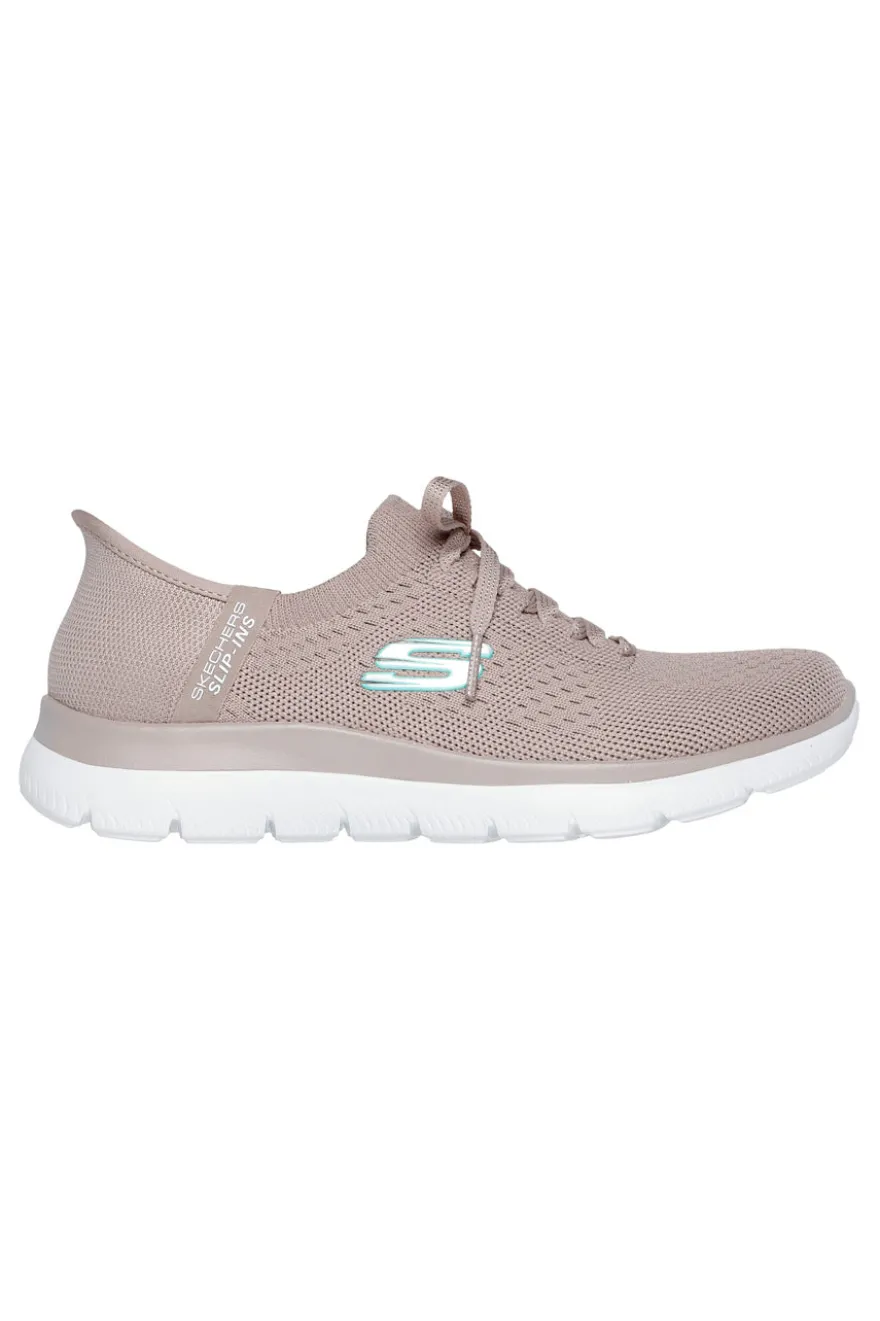 Scarpe slip ins taupe in knit Skechers Summits new daily