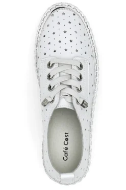 Scarpe Stringate Bianche con Strass Cafè Cost 23011