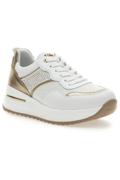 Scarpe Stringate Bianche e Oro con Platform INBLU 422 IN
