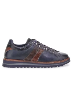 Scarpe stringate blu con inserti effetto pitone e suola carrarmato Pittarello Eco 25276006