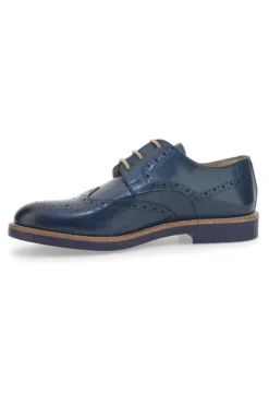 Scarpe Stringate Blu Con Ricamo All'Inglese Pittarello 8023
