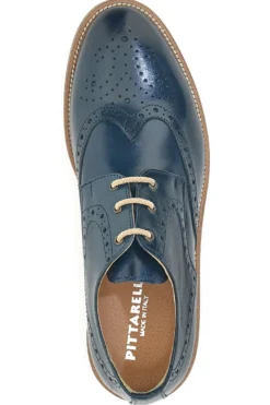 Scarpe Stringate Blu Con Ricamo All'Inglese Pittarello 8023