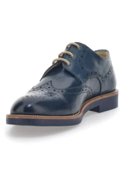 Scarpe Stringate Blu Con Ricamo All'Inglese Pittarello 8023