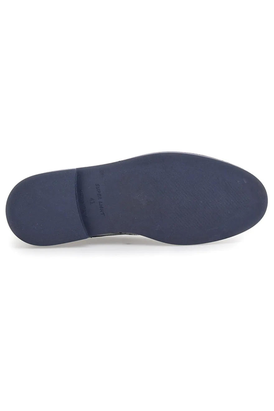 Scarpe Stringate Blu Con Ricamo All'Inglese Pittarello 8023