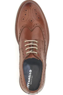 Scarpe Stringate Francesine marroni in pelle con lavorazione brogue Pittarello 06