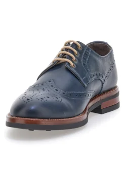 Scarpe Stringate Francesine blu in pelle con lavorazione brogue Pittarello 06