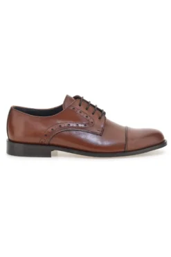 Scarpe stringate marroni in pelle con suola in cuoio made in Italy Pittarello 7715