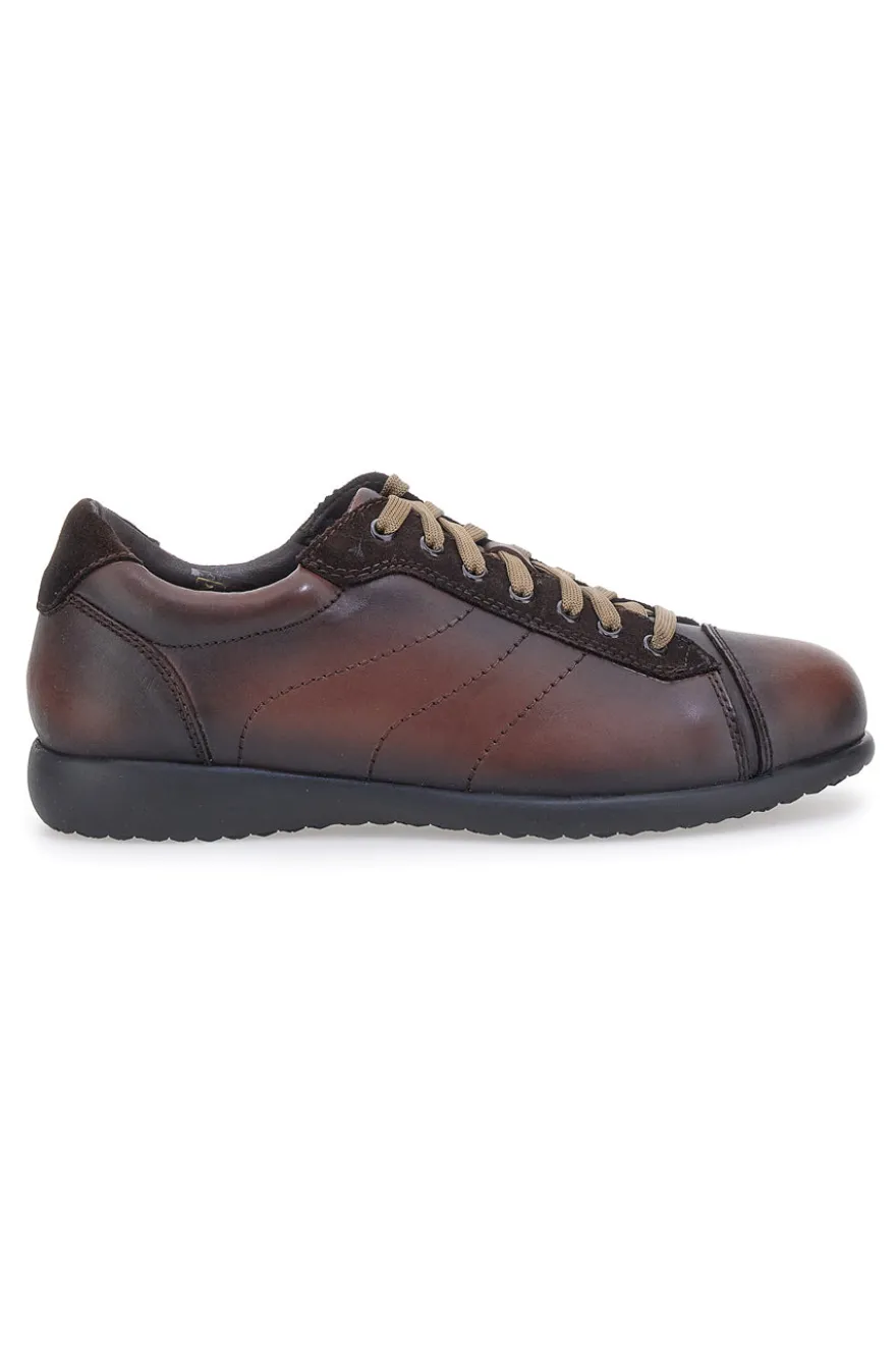 Scarpe Stringate Marroni in Vera Pelle con Inserti in Pelle Scamosciata PITTARELLO TIERRA 22095681
