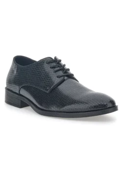 Scarpe Stringate Nere Con Trama Effetto Lucido Johes Land 178284