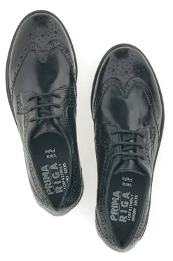 Scarpe Stringate Nere Ecofriendly in Vera Pelle con Lavorazione Prima Riga 707