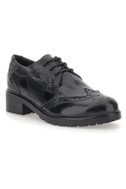 Scarpe Stringate Nere Ecofriendly in Vera Pelle con Lavorazione Prima Riga 707