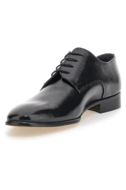 Scarpe stringate nere in vera pelle Made in Italy con suola in cuoio Pittarello 1720