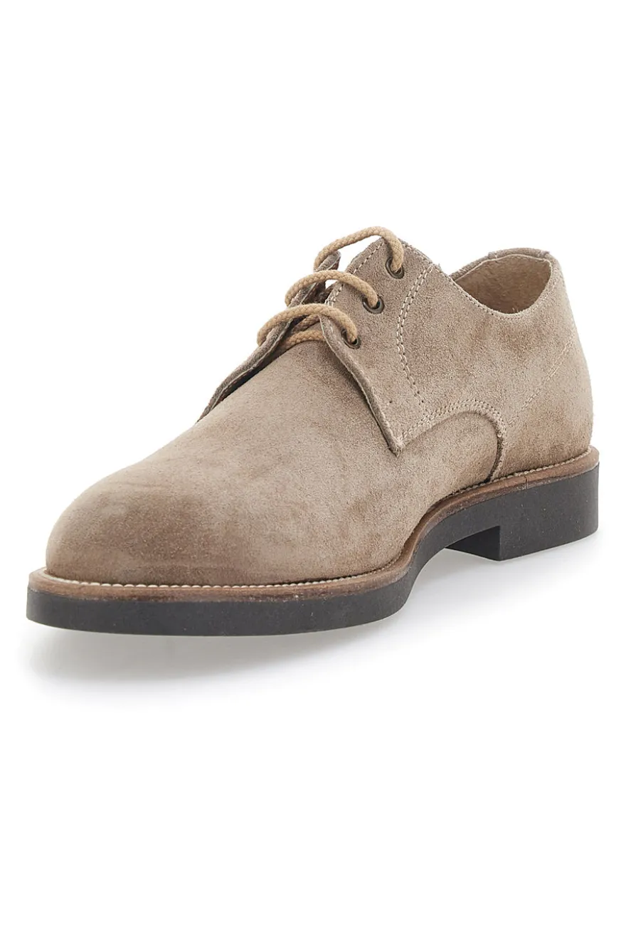 Scarpe Stringate Tortora In Pelle Scamosciata Pittarello 8025