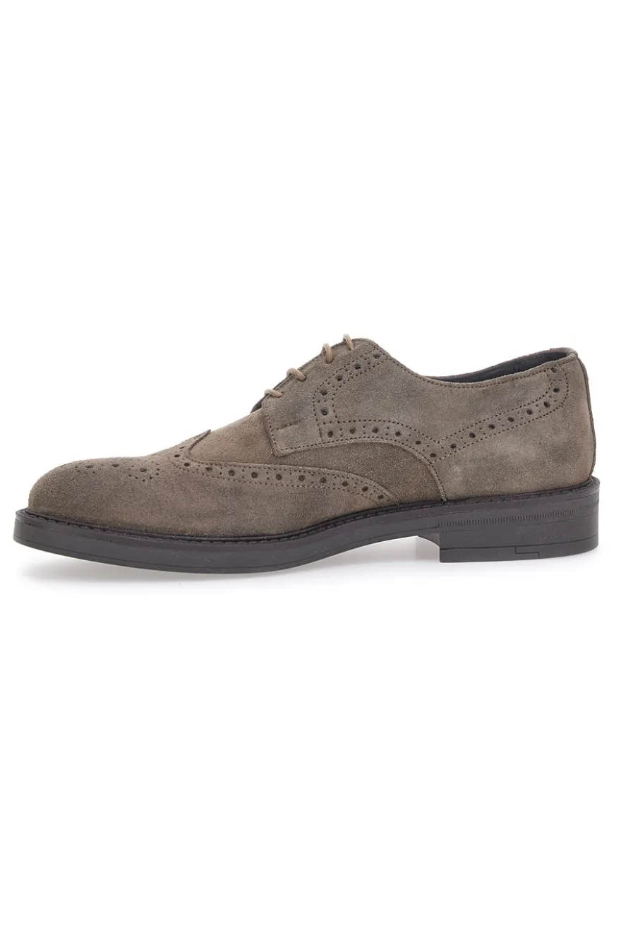 Scarpe Stringate Tortora In Pelle Scamosciata Longford 595
