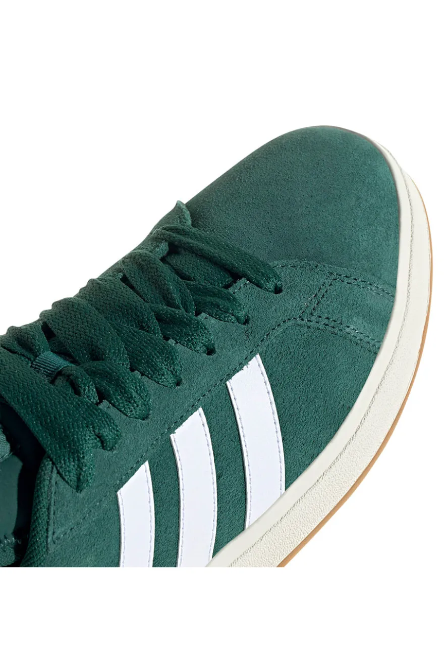Scarpe verde bosco in pelle con strisce bianche Adidas Grand Court Base 00s