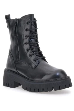 Schwarze Amphibien aus echtem Leder Black Shoot 20605