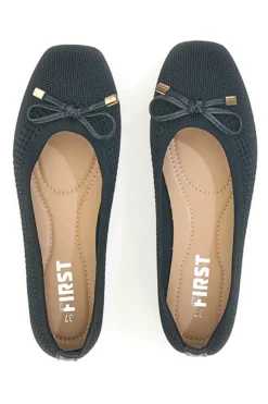 Schwarze Ballerinas aus Stoff mit weicher Innensohle The First PRE3