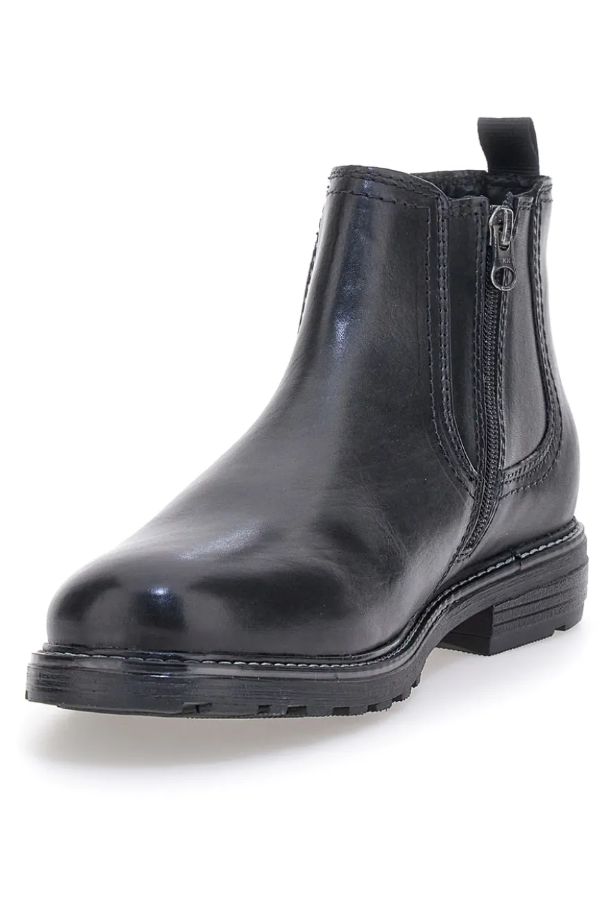 Schwarze Chelsea-Boots mit Reißverschluss und elastischen Einsätzen, Andrea Bruni LK02