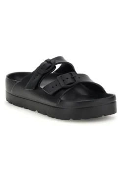 Schwarze Hausschuhe mit doppelter Schnalle Everlast EV125WS