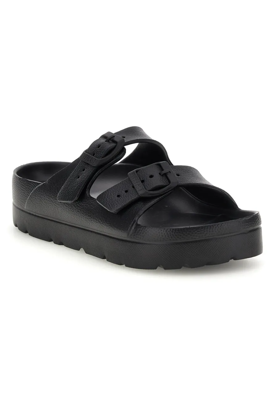 Schwarze Hausschuhe mit doppelter Schnalle Everlast EV125WS