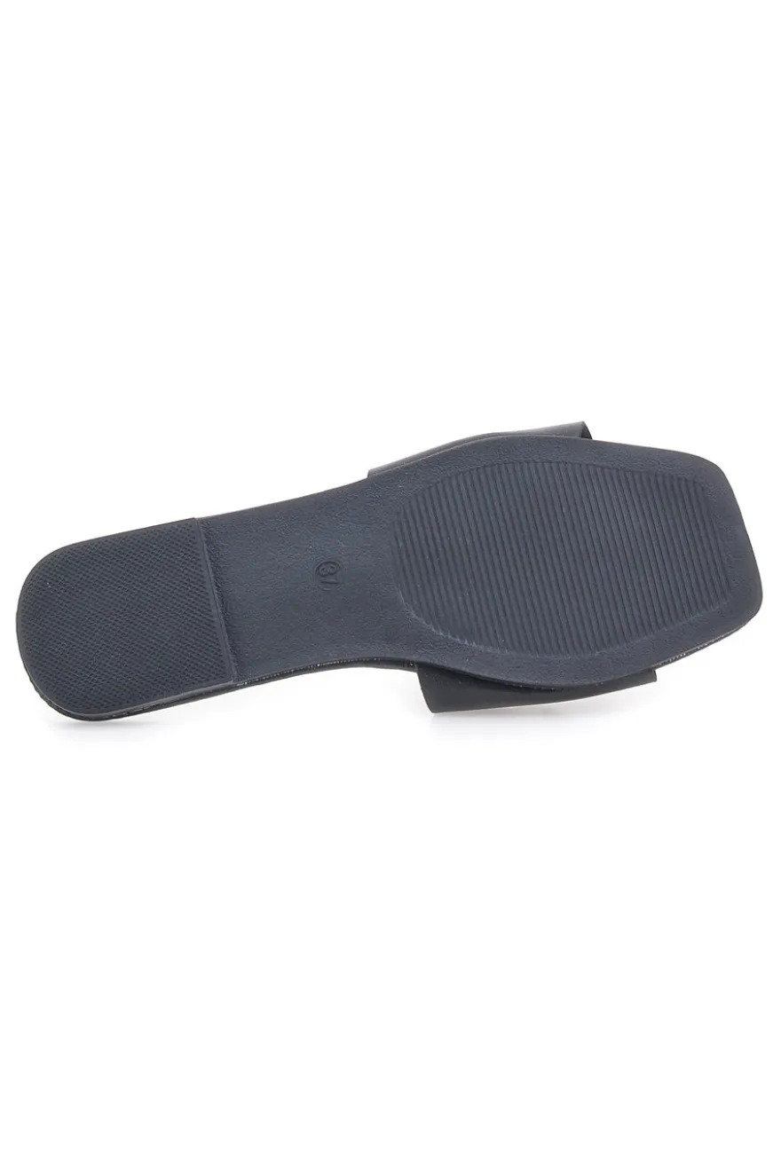 Schwarze Hausschuhe mit Maxi-Quadratkette MON DIEU PRE5413P