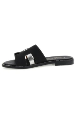 Schwarze Hausschuhe mit Metallic-Einsätzen Plocadi MAT16