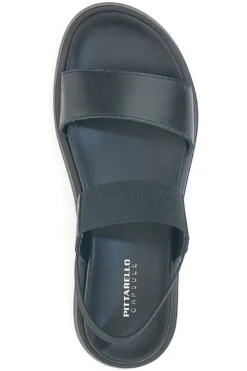 Schwarze Ledersandalen mit gekreuzten Riemen und elastischer Rückseite Pittarello Focus 28067