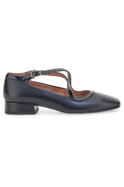 Schwarze Mary Jane Ballerinas mit niedrigem Absatz Pittarello C1516