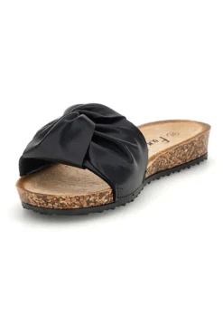 Schwarze Pantoffeln mit geknotetem Riemen Fun beach 18107